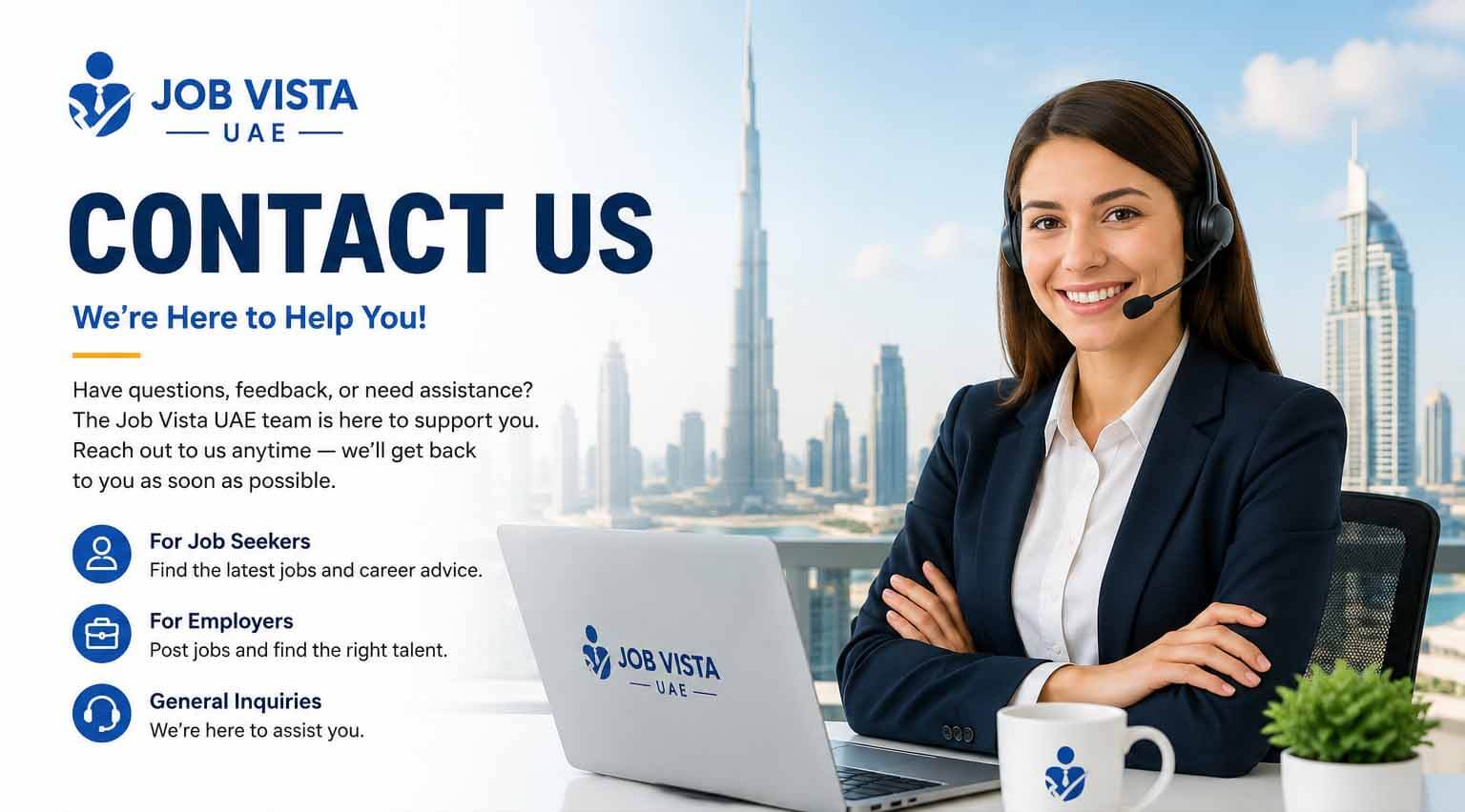 Contact us JobVistaUAE.com for job support, recruitment services, and career opportunities in Dubai UAE