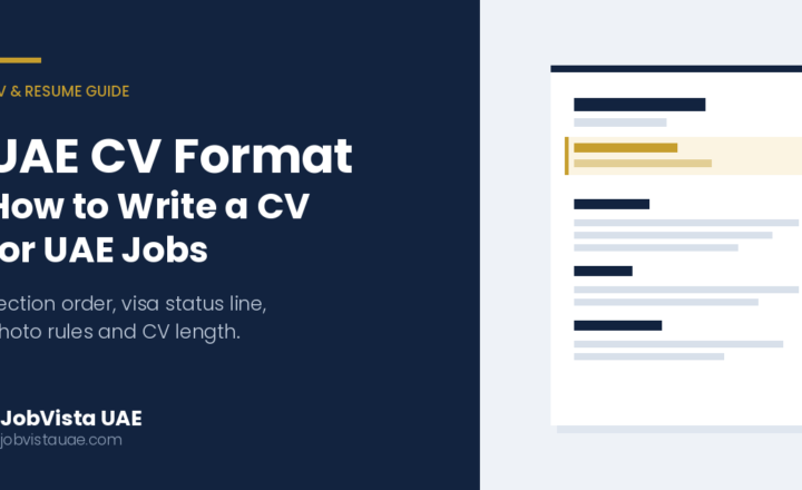 UAE CV format guide showing the standard CV section order with the visa status and availability line highlighted