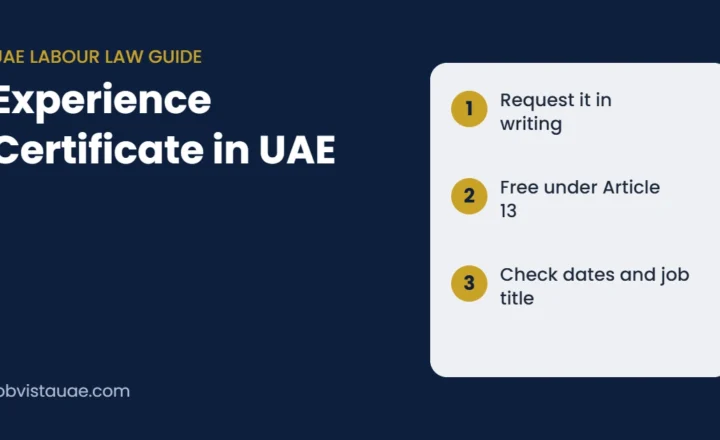 Experience certificate in UAE guide: request it in writing, it is free under Article 13 of the Labour Law, and check the dates and job title